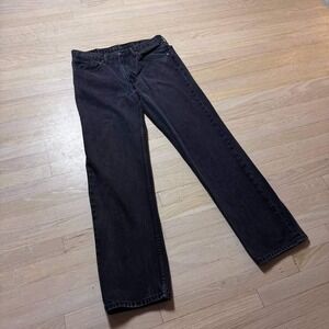 Levis 505 Regular Fit Jeans Mens 38x34 Faded Black Straight Leg Denim 00505-0260